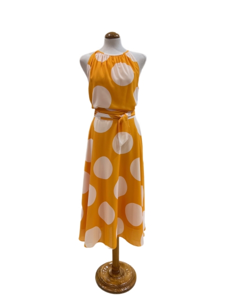 VESTIDO HALTER MIDI LUNARES MONCHO HEREDIA 10426