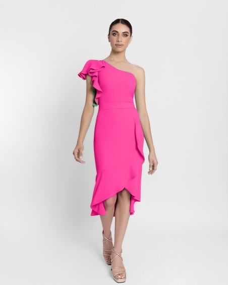 VESTIDO HOMBRO MIDI VOLANTE MONCHO HEREDIA 10072