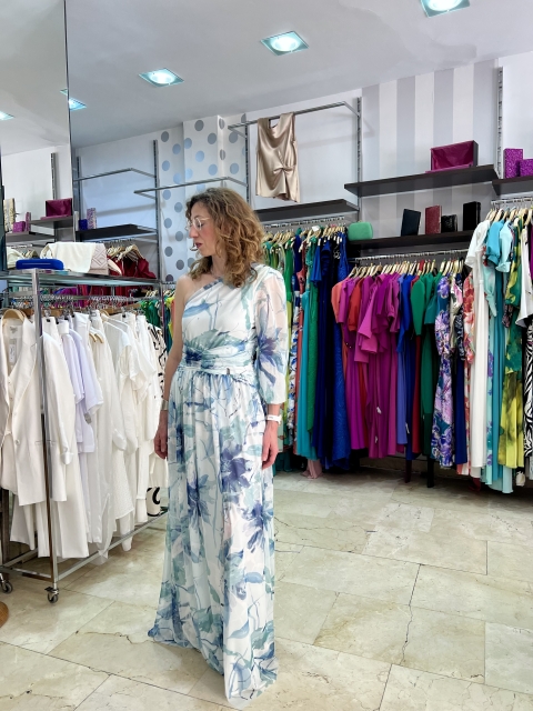 VESTIDO HOMBRO ESTAMPADO NUGA