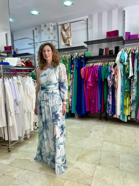 VESTIDO HOMBRO ESTAMPADO NUGA