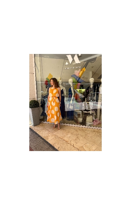 VESTIDO HALTER MIDI LUNARES MONCHO HEREDIA 10426