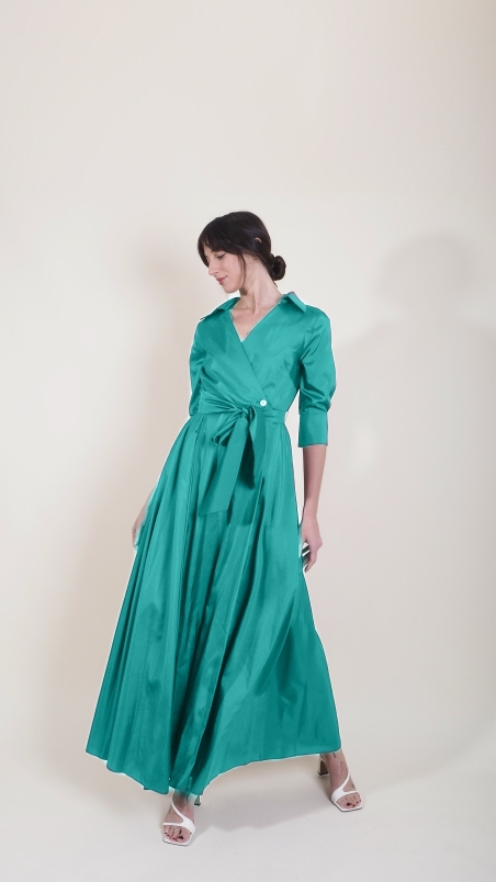 VESTIDO LARGO CAMISERO TAFETAN 2574