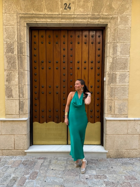 VESTIDO ATADO RASO PAZ TORRAS 31648