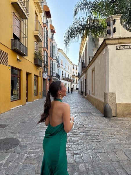 VESTIDO ATADO RASO PAZ TORRAS 31648