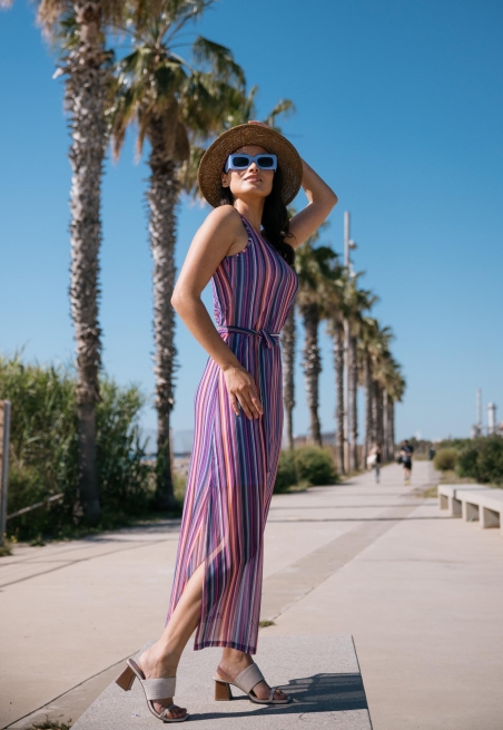 VESTIDO RAYAS LARGO LYLU 2561112