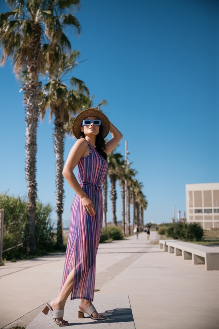 VESTIDO RAYAS LARGO LYLU 2561112