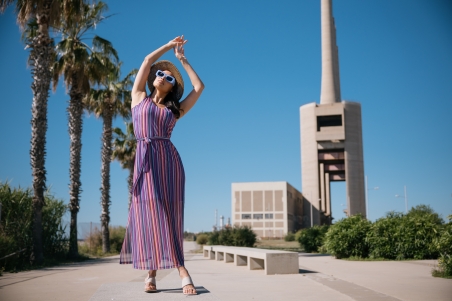 VESTIDO RAYAS LARGO LYLU 2561112