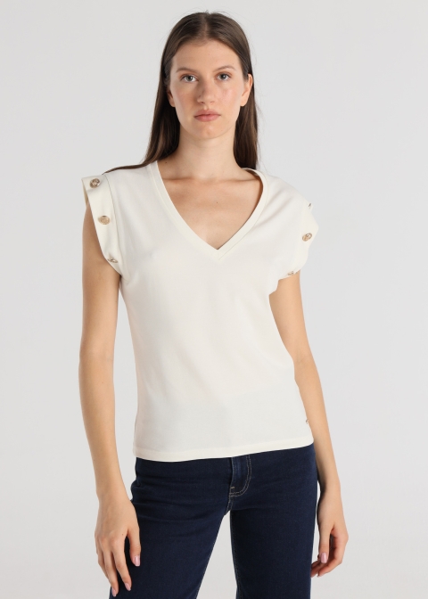 CAMISETA LISA BOTONES PICO V&L 142593