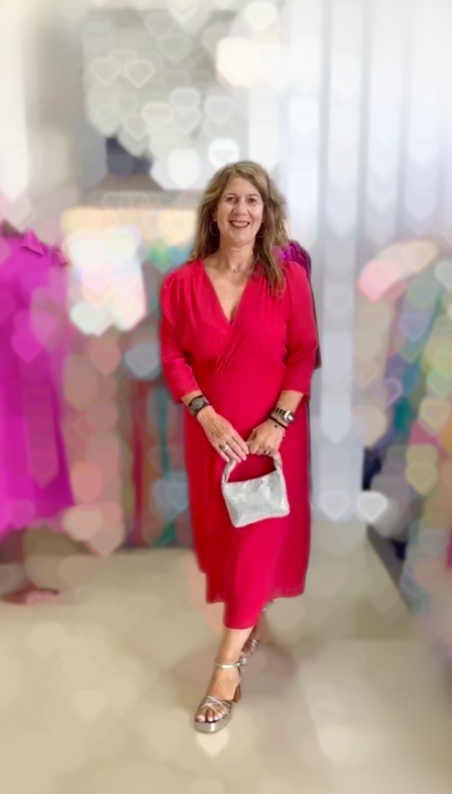 VESTIDO LISO MIDI CRUZADO MANGA FRANCESA 25151