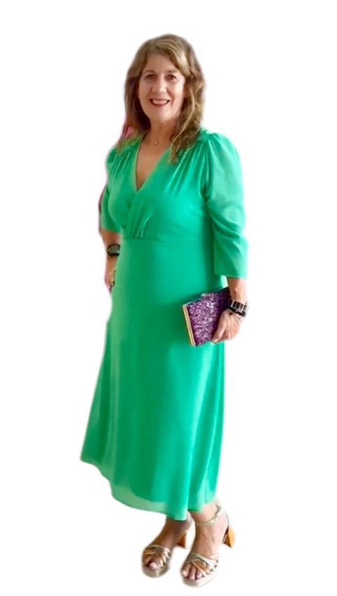 VESTIDO LISO MIDI CRUZADO MANGA FRANCESA 25151 2