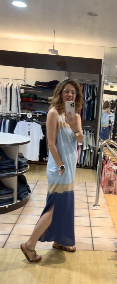 VESTIDO LARGO SIN MANGA TRICOLOR 8017251