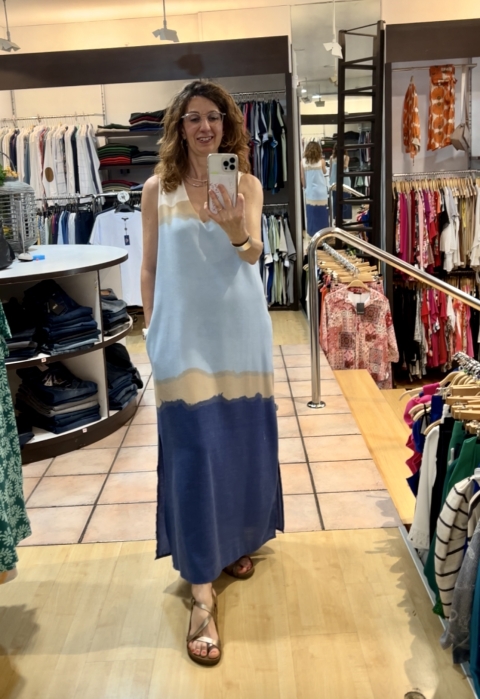 VESTIDO LARGO SIN MANGA TRICOLOR 8017251