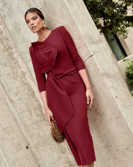 VESTIDO MIDI LISO HOJA MARTA EN BRASIL M133