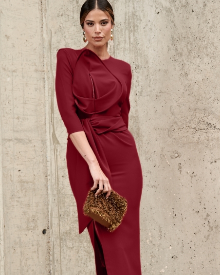 VESTIDO MIDI LISO HOJA MARTA EN BRASIL M133