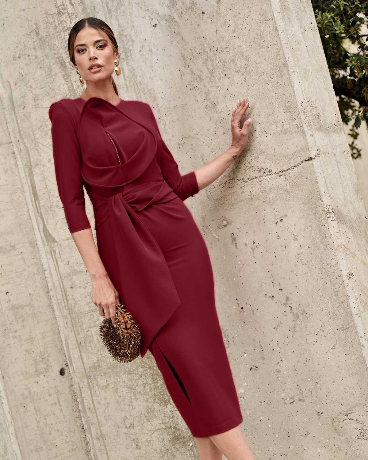 VESTIDO MIDI LISO HOJA MARTA EN BRASIL M133