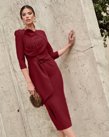 VESTIDO MIDI LISO HOJA MARTA EN BRASIL M133