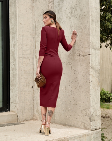 VESTIDO MIDI LISO HOJA MARTA EN BRASIL M133