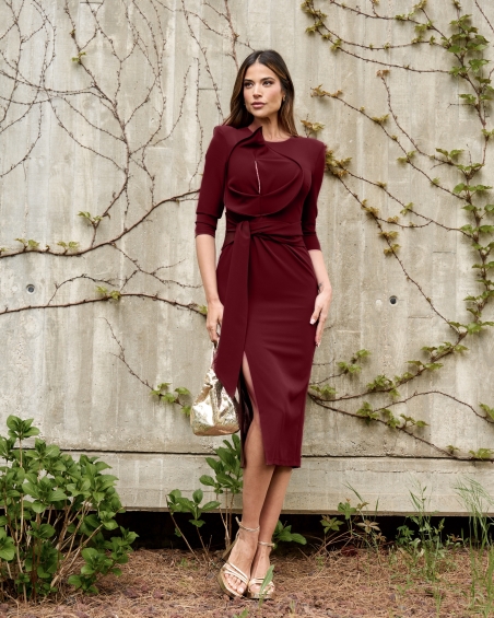 VESTIDO MIDI LISO HOJA MARTA EN BRASIL M133