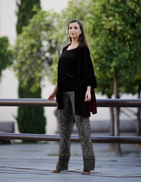 CHAQUETA TERCIOPELO NEGRA SUELTA 8501