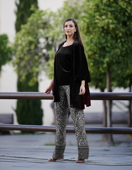 CHAQUETA TERCIOPELO NEGRA SUELTA 8501