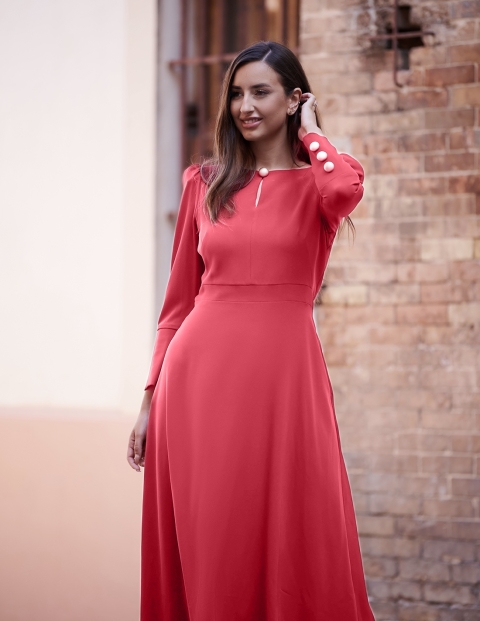 VESTIDO VUELO LISO MIDI 8804 2