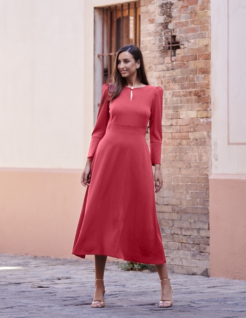 VESTIDO VUELO LISO MIDI 8804