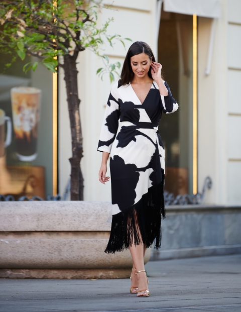 VESTIDO FLECOS ESTAMPADO MIDI 8803 2