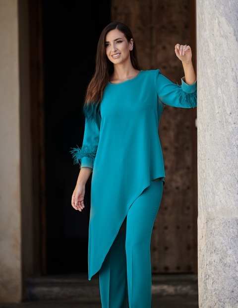 CONJUNTO PANTALON ASIMETRICO PLUMAS 8603 2