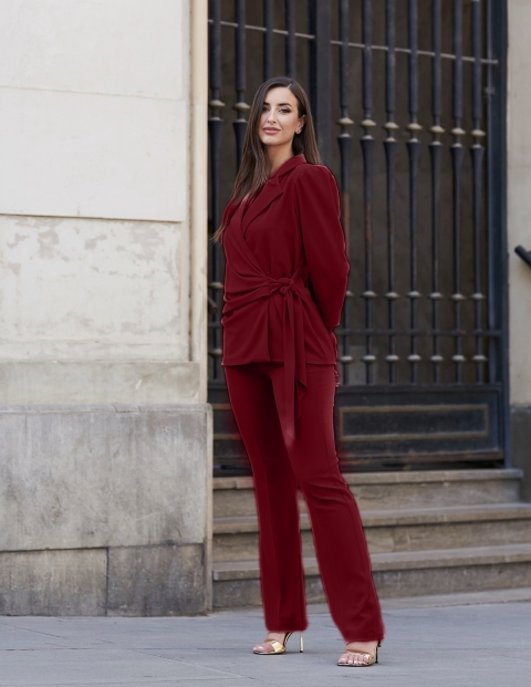 TRAJE PANTALON ATADO CRUZADO LISO 8604 2