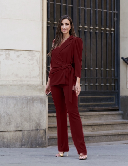 TRAJE PANTALON ATADO CRUZADO LISO 8604