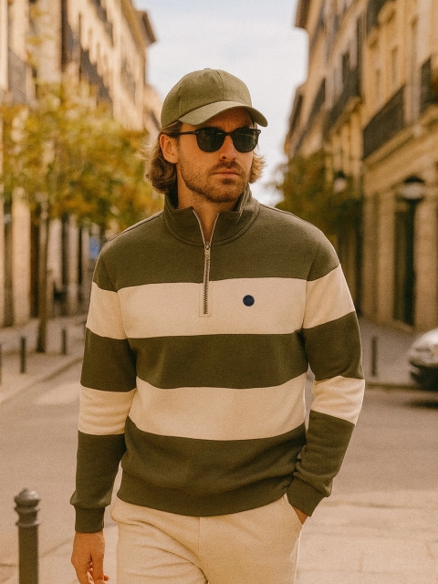 SUDADERA RAYAS CREMALLERA YELLOW SKIN 1007