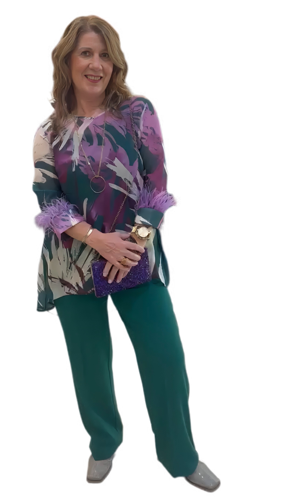 CONJUNTO PANTALON COMBINADO PLUMAS 8606