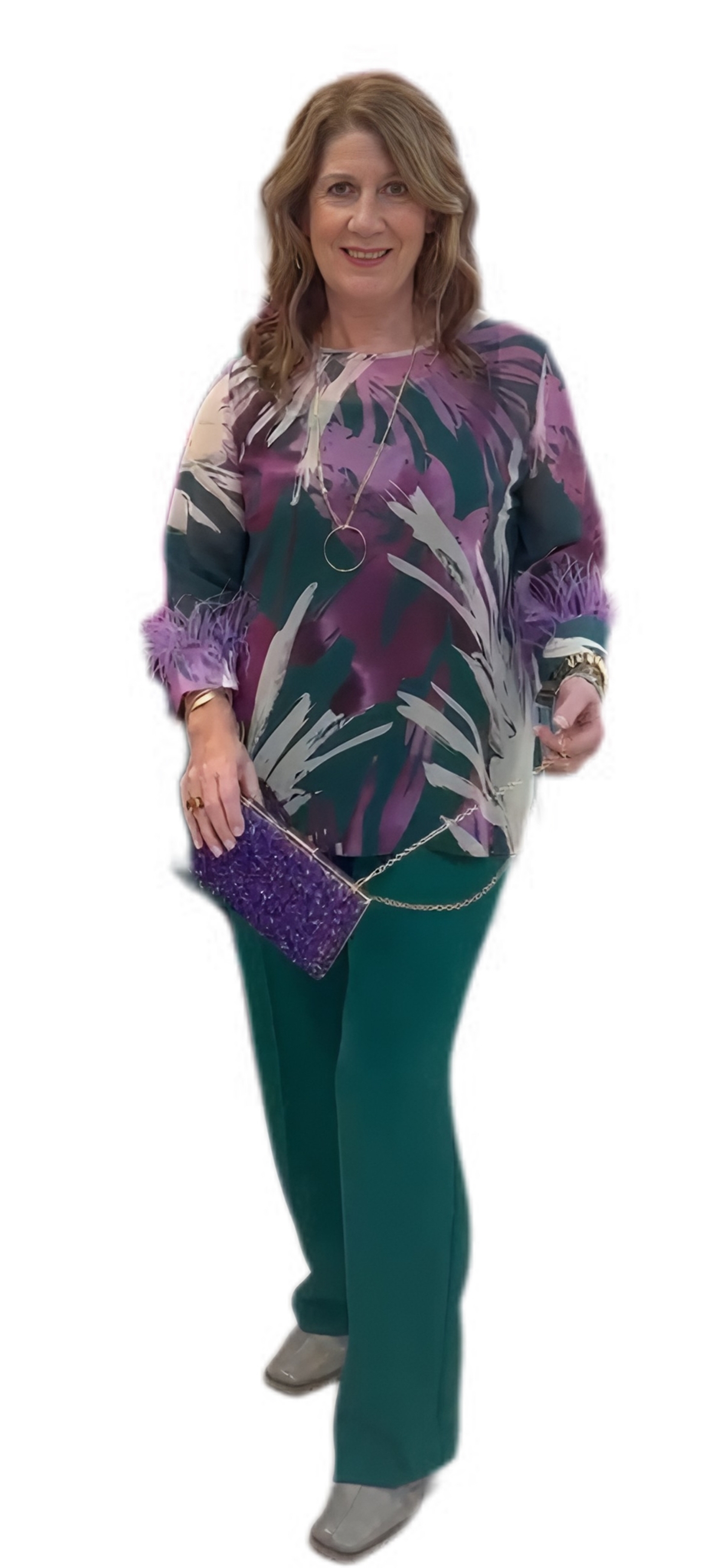 CONJUNTO PANTALON COMBINADO PLUMAS 8606