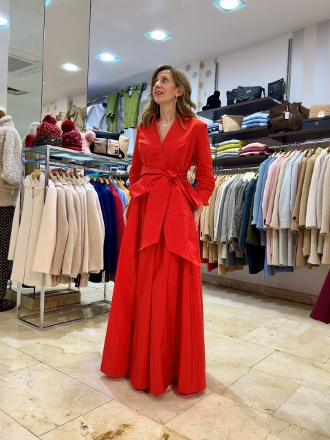 VESTIDO ROJO CAMISERO LARGO CARLA RUIZ 5250250 2