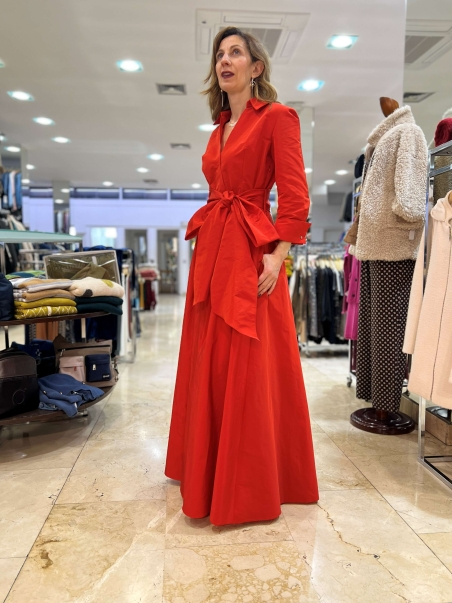 VESTIDO ROJO CAMISERO LARGO CARLA RUIZ 5250250