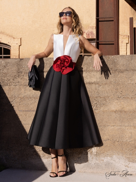 VESTIDO BICOLOR VUELO VELVET MONCHO HEREDIA 107931