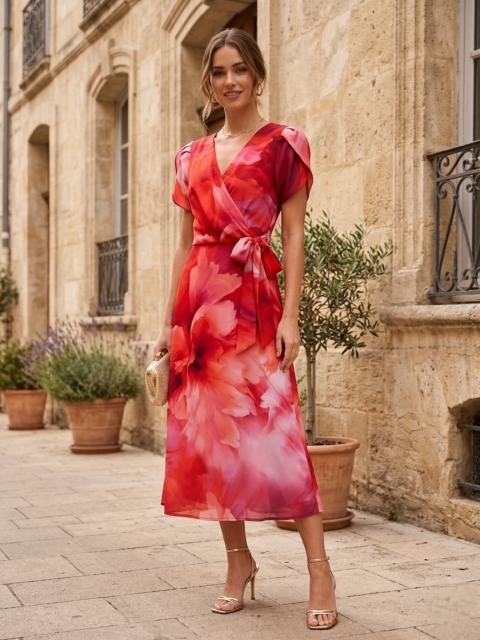 VESTIDO MIDI CRUZADO ESTAMPADO 626043