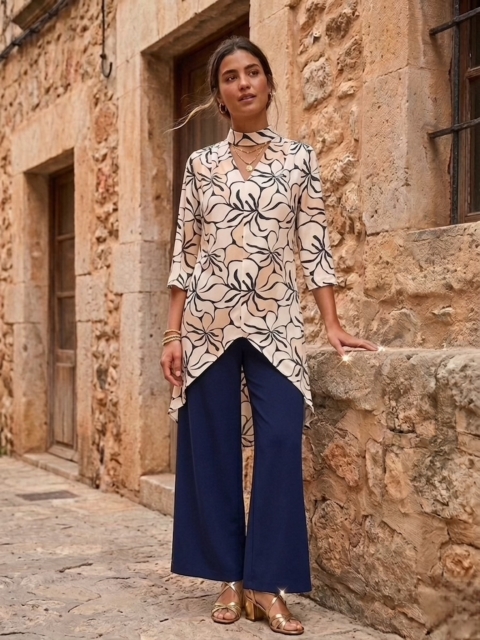 CONJUNTO DE PANTALON PALAZZO Y KAFTAN HALTER COMBINADO 8545