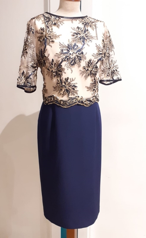 VESTIDO COMBINADO ENCAJE MONCHO HEREDIA 107727 2