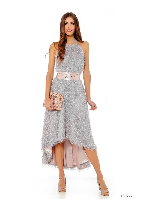 VESTIDO PLUMAS CORTO DELANTE 130977