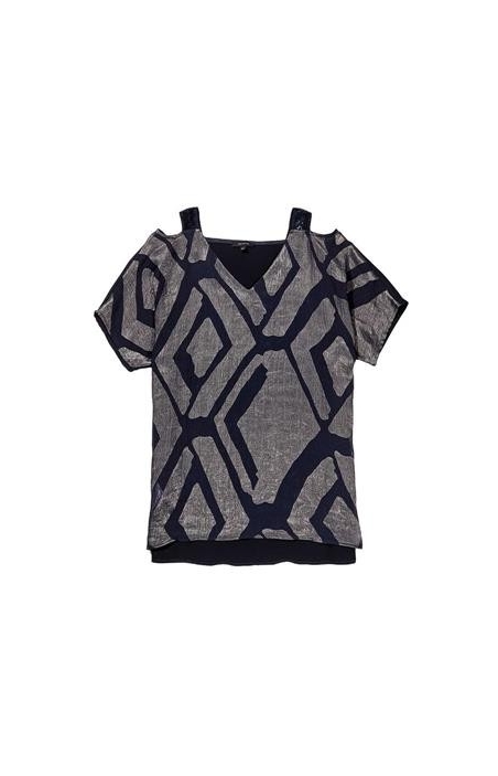 BLUSA GRABADO HOMBRO DESCUBIERTO PAZ TORRAS 21338