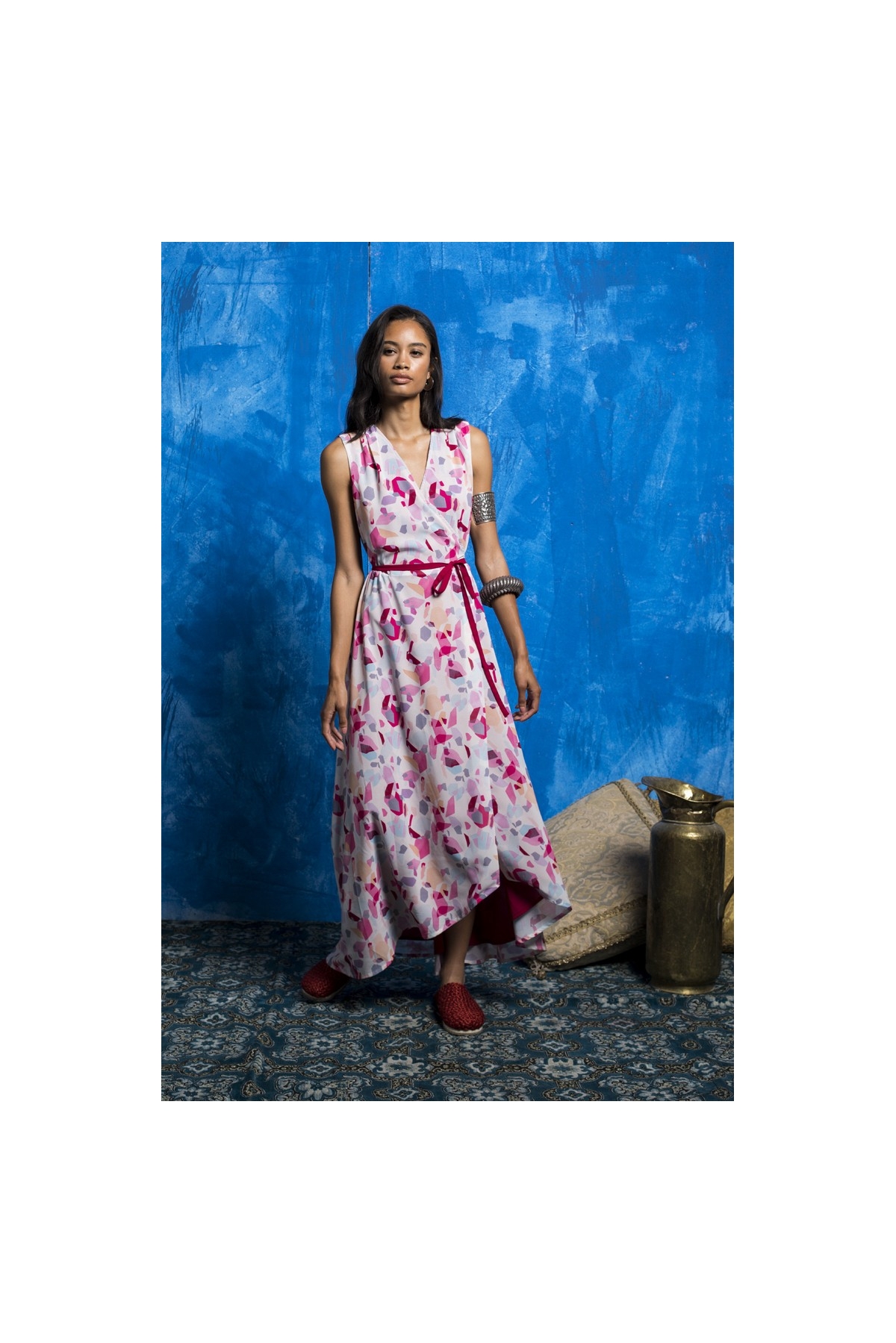 VESTIDO LARGO CRUZADO ESTAMPADO 87525057