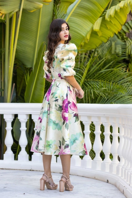 VESTIDO ESTAMPADO CORTO VUELO F114E