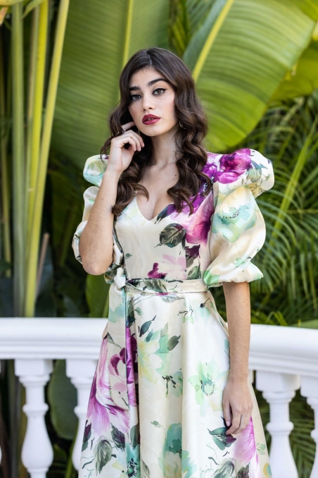 VESTIDO ESTAMPADO CORTO VUELO F114E