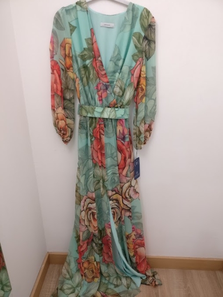 VESTIDO MANGA LARGA ESTAMPADO LARGO 20022