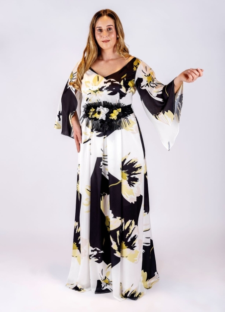 VESTIDO MANGA ABIERTA ESTAMPADO 20004