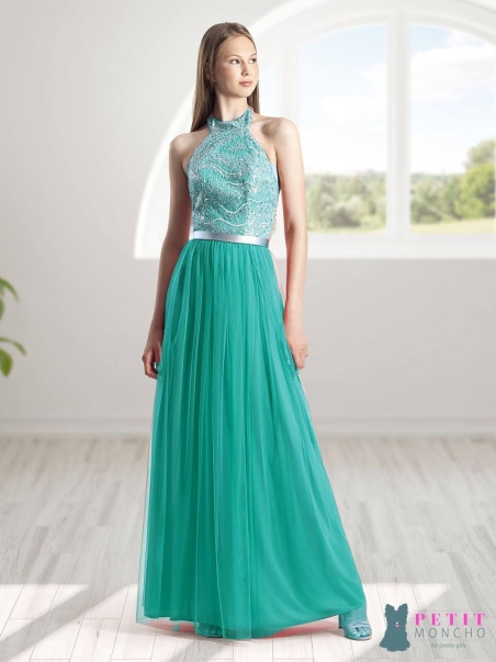 VESTIDO LARGO LENTEJUELAS Y TUL MONCHO HEREDIA 50207