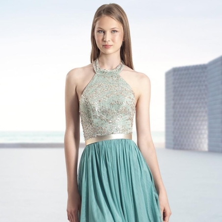 VESTIDO LARGO LENTEJUELAS Y TUL MONCHO HEREDIA 50207