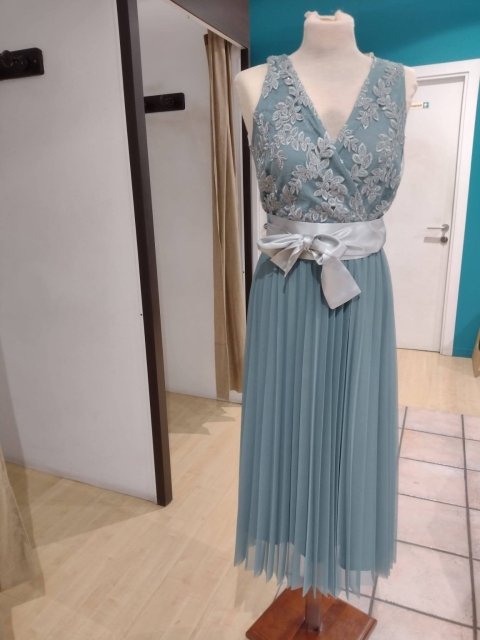 VESTIDO MIDI ENCAJE Y PLISADO 131031 2