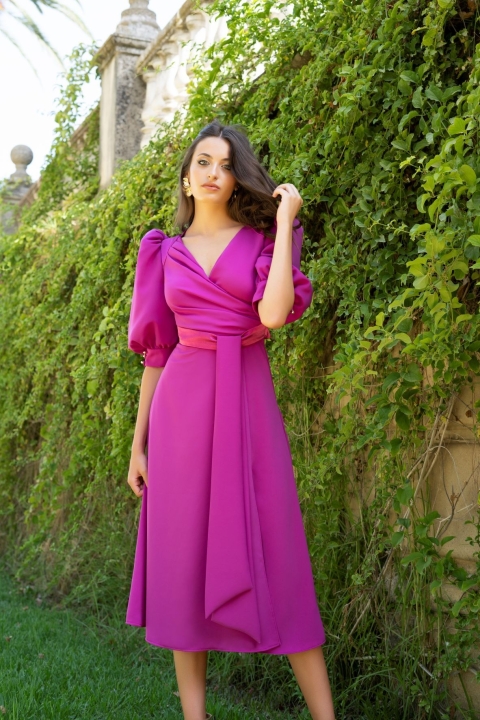 VESTIDO CRUZADO MANGA FAROL